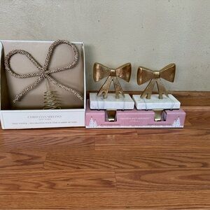 Gold Viral Bow Tree Topper and Stocking Hangers